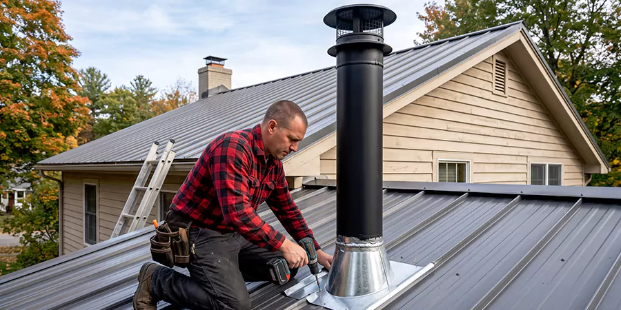 Stove Pipe Through Metal Wall or Roof Cherry Hill