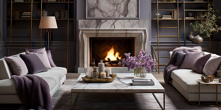Modern Tile and Stone Fireplace Design Cherry Hill